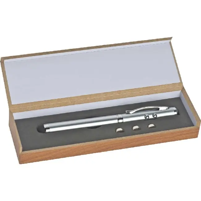 Ручка 4-в-1 - шариковая ручка, лазерная указка, фонарик и стилус Серебристый 4827-01