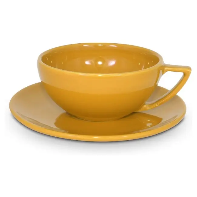 Чашка керамическая Rio S с блюдцем 280 мл Желтый 1808-18