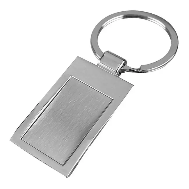 Брелок металлический прямоугольный хромированный и матовый металл Серебристый 4638-01