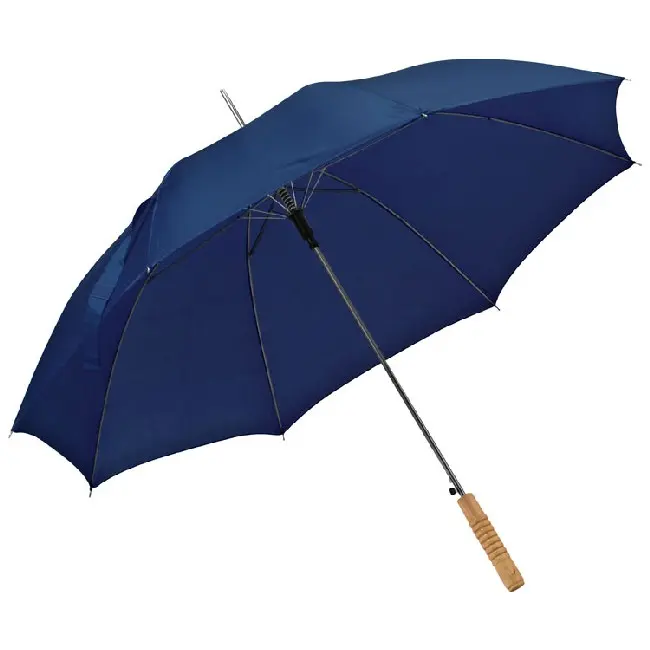 Зонтик трость с деревянной ручкой темно-синий