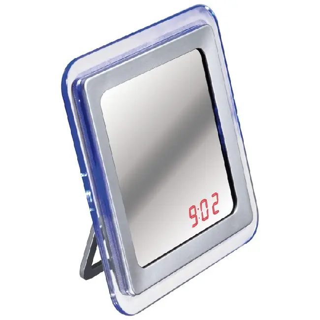Дзеркало з годинником, датою і будильником Серебристый Красный Прозрачный Серый 4260-01