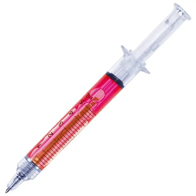 Ручка пластикова в формі шприца Белый Красный 4817-02