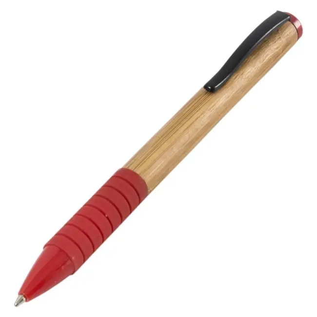 Ручка шариковая бамбуковая Черный Красный Древесный 12234-01
