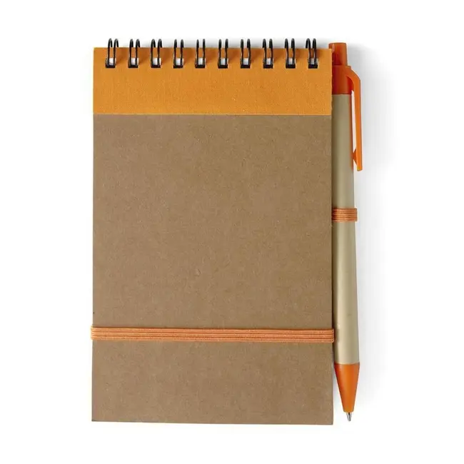 Блокнот A6 с ручкой Оранжевый Бежевый Древесный 1484-03