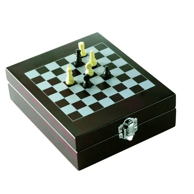 Набор для вина с шахматами Древесный Серебристый Бордовый 6657-01
