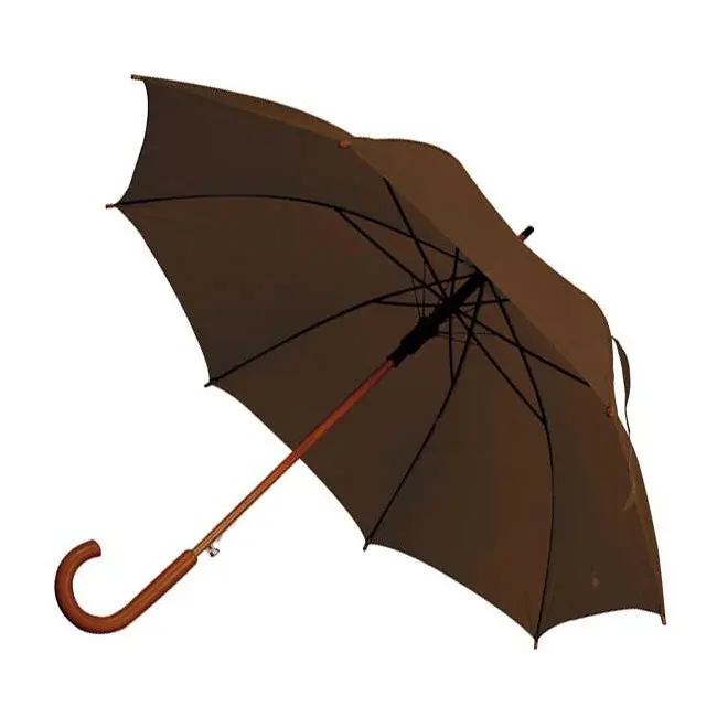 Зонт трость с деревянной ручкой Коричневый 1719-20
