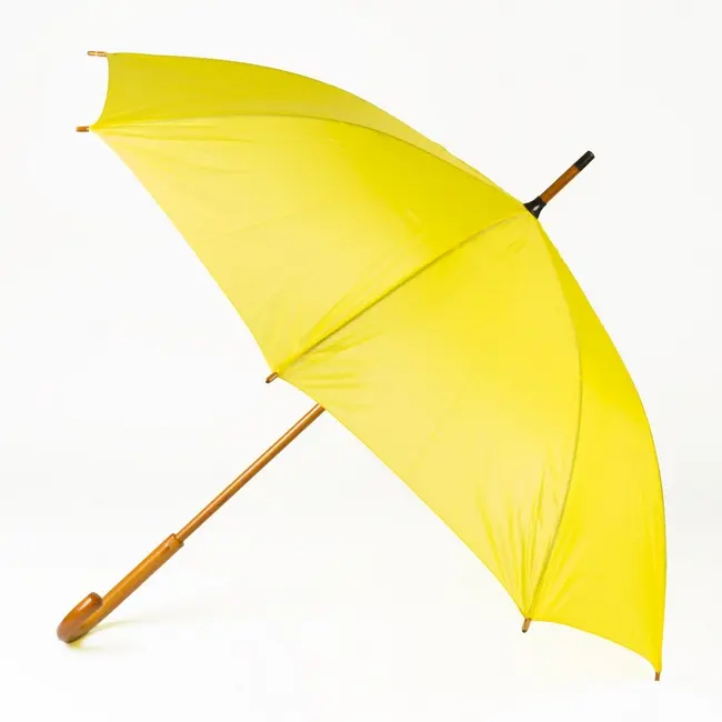 Зонт трость с деревянной ручкой Желтый 3671-01