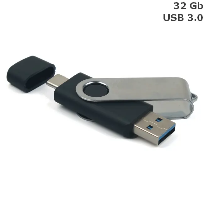 Флешка 'Twister Double' Type-C 32 Gb USB 3.0 Черный Серебристый 14972-07
