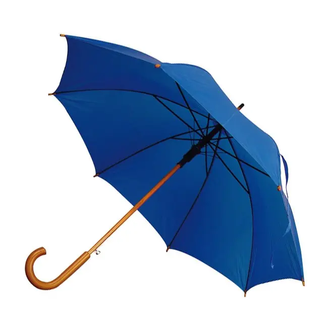 Зонт трость с деревянной ручкой Синий 1719-02