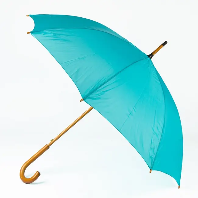 Зонт трость с деревянной ручкой Голубой 3671-07