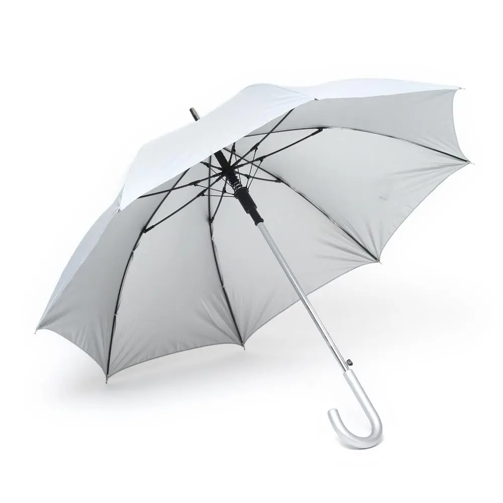 Зонт трость с металлической ручкой полуавтомат серебристый