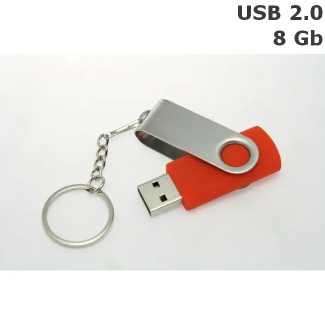 Флешка Твистер пластиковая 8 Gb USB 2.0 Красный Серебристый 6086-05