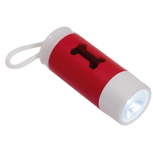 Ліхтарик з контейнером для пакета для сміття від собак Красный Белый 2253-03