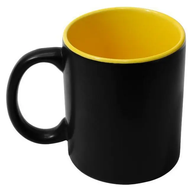 Чашка керамическая матовая 340мл Желтый Черный 7349-02