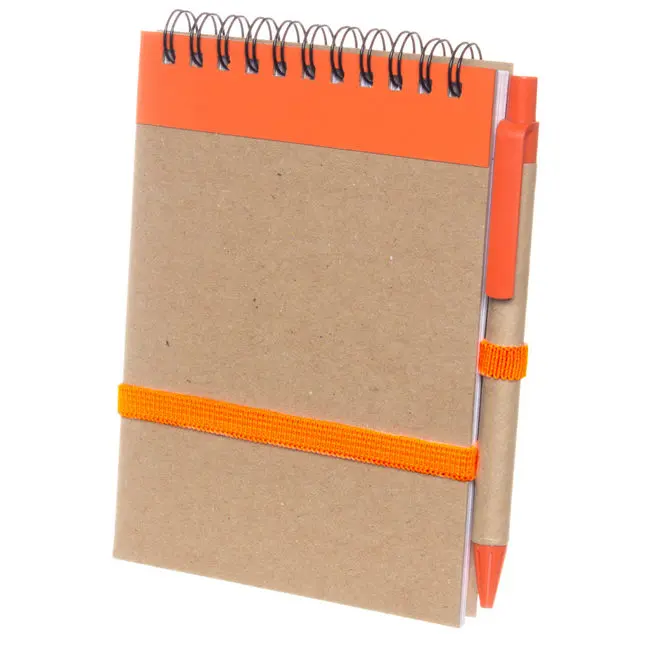 Блокнот A6 вертикальний з ЕКО-ручкою із смугою помаранчевий Древесный Оранжевый 11757-04