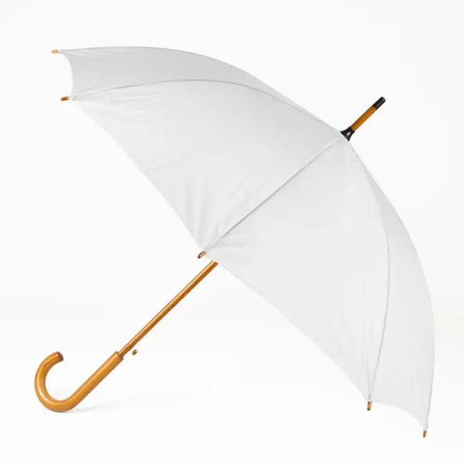 Зонт трость с деревянной ручкой Белый 3671-11