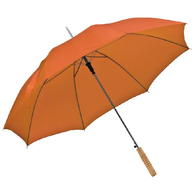 Зонтик трость с деревянной ручкой оранжевый