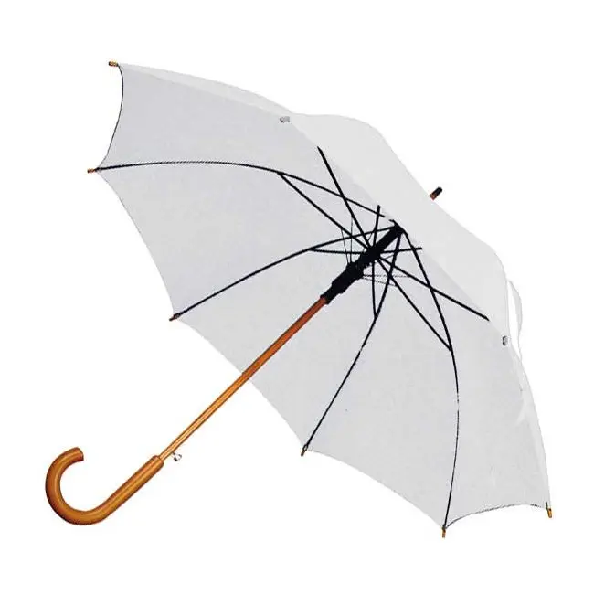 Зонт трость с деревянной ручкой Белый 1719-07
