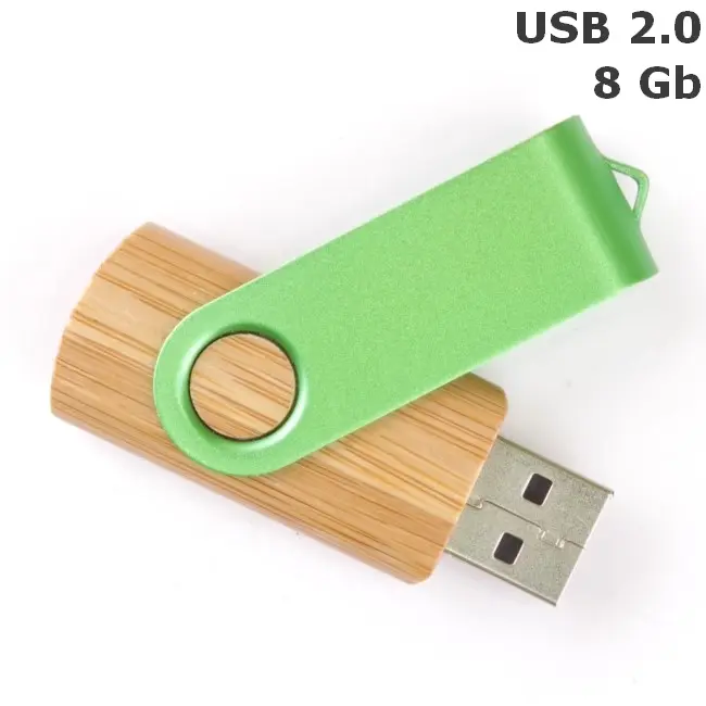 Флешка 'Twister' дерев'яна 8 Gb USB 2.0 Древесный Зеленый 3673-110