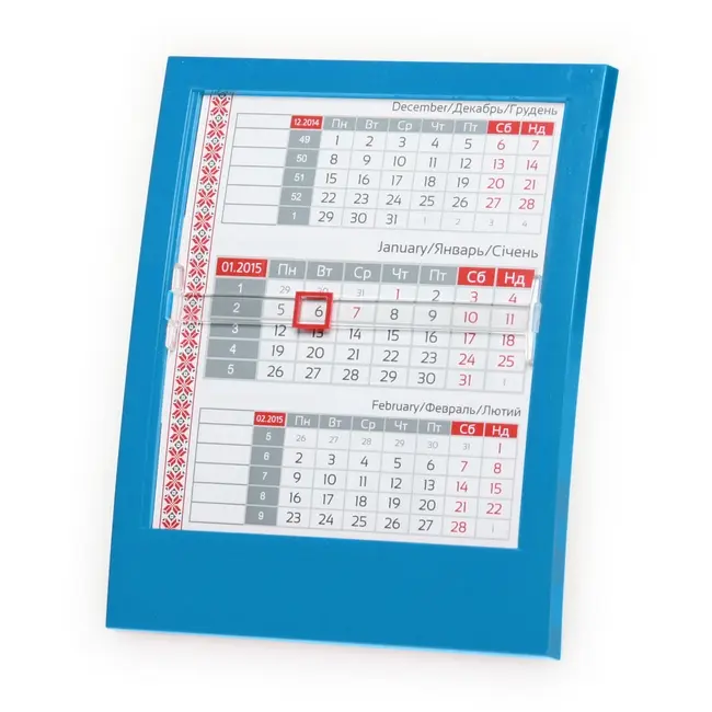 Календарь настольный квартальный Красный Белый Голубой Серый 1243-01