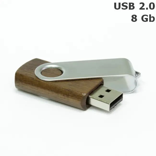 Флешка 'Twister' дерев'яна 8 Gb USB 2.0 Древесный Серебристый 3673-91