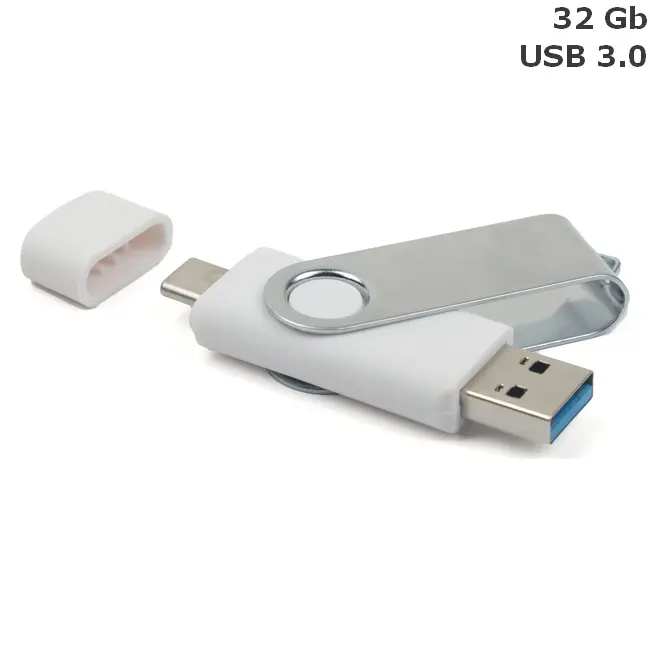 Флешка 'Twister Double' Type-C 32 Gb USB 3.0 Белый Серебристый 14972-01