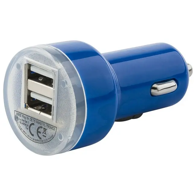 Автомобільна зарядка на 2 USB порта Синий 1578-03