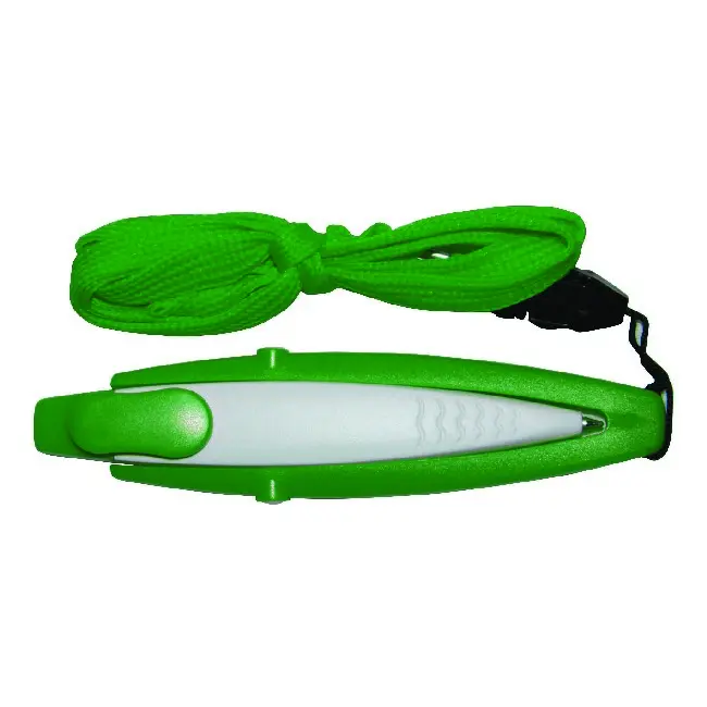 Ручка пластиковая со шнурком на защелке Зеленый Белый 4744-01