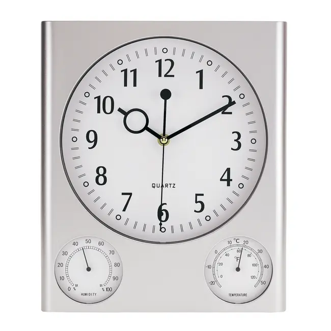 Часы настенные с гигрометром и термометром Серебристый 1930-01