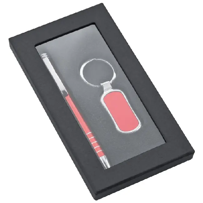 Подарочный набор из металлической ручки с брелком Серебристый Красный 4745-01