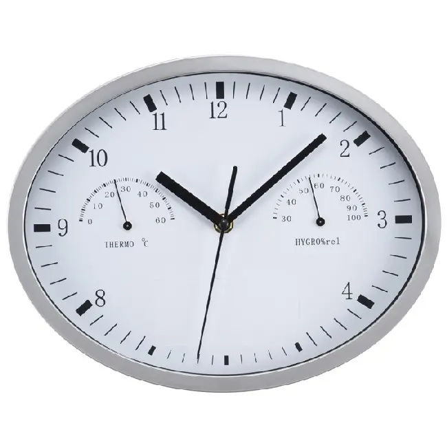 Настінний годинник з гідрометром і термометром Белый Серебристый Черный 4886-01