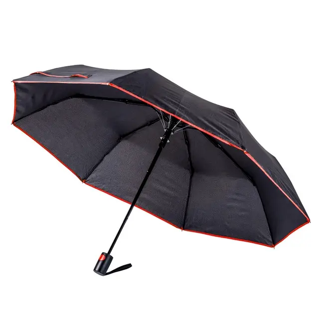 Зонт складной полуавтоматический Черный Красный 7298-02