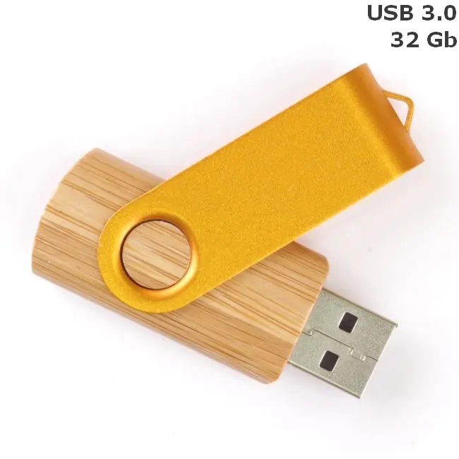 Флешка 'Twister' деревянная 32 Gb USB 3.0 Древесный Золотистый 15258-107