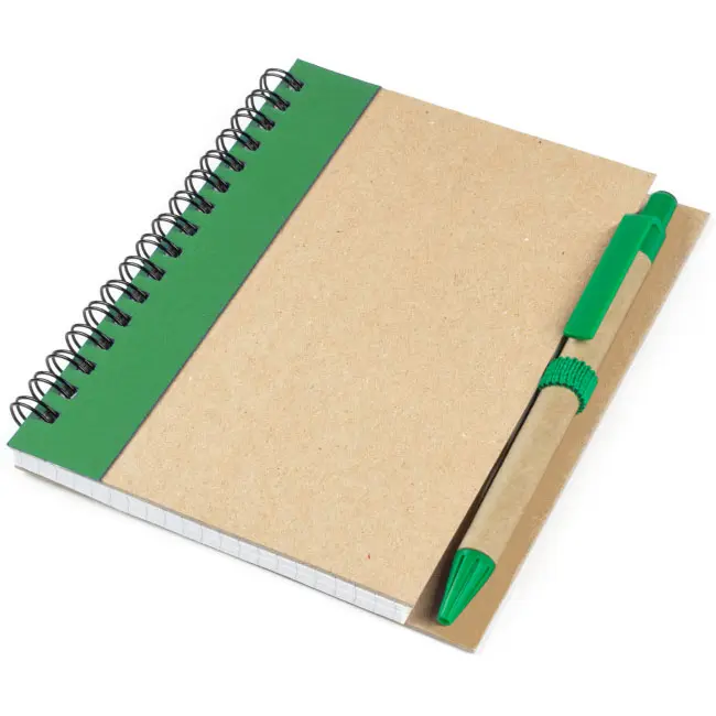 Блокнот A6 з ЕКО-ручкою зі смугою зелений Древесный Зеленый 6831-07