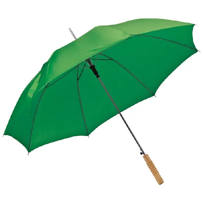 Зонтик трость с деревянной ручкой зеленый