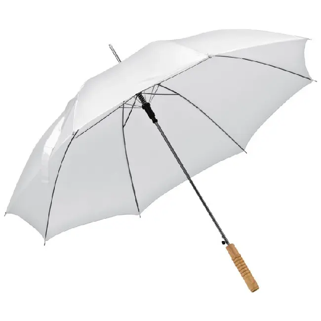Зонтик трость с деревянной ручкой белый Древесный Белый 4143-06