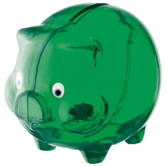Копилка-свинка из прозрачной пластмассы Зеленый 5032-04