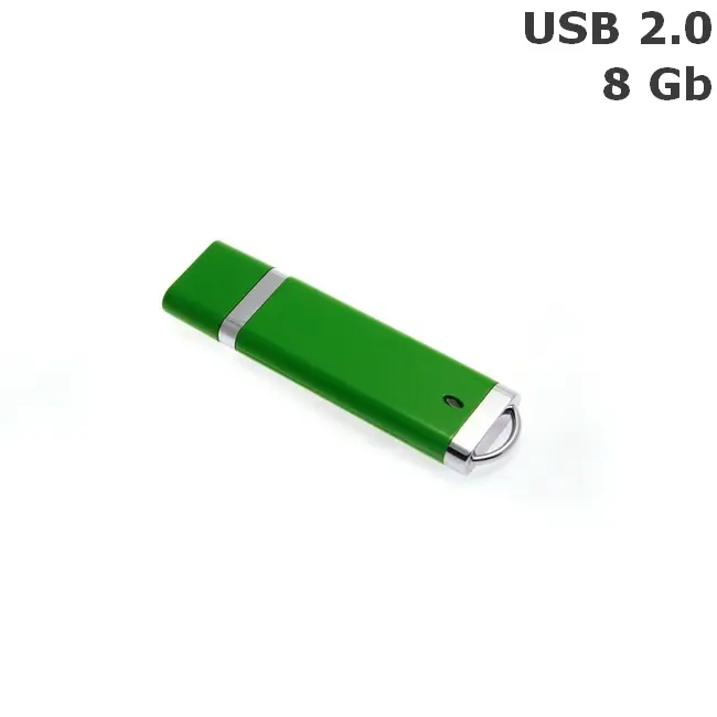 Флешка пластикова 8 Gb USB 2.0 Зеленый Серебристый 6094-07