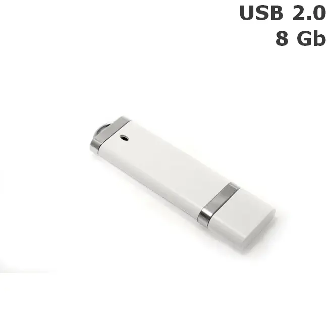 Флешка пластикова 8 Gb USB 2.0 Серебристый Белый 6094-04