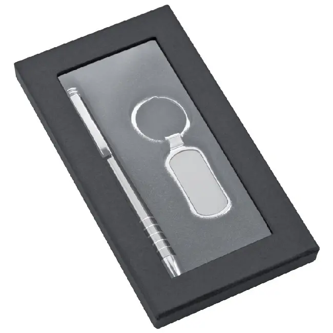Подарочный набор из металлической ручки с брелком Серебристый Серый 4745-03