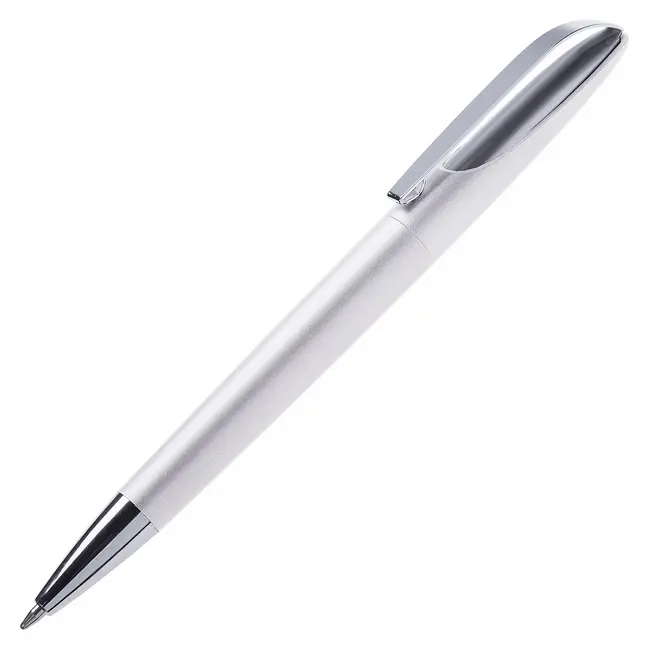 Ручка шариковая пластиковая глянцевая Белый Серебристый 8575-01