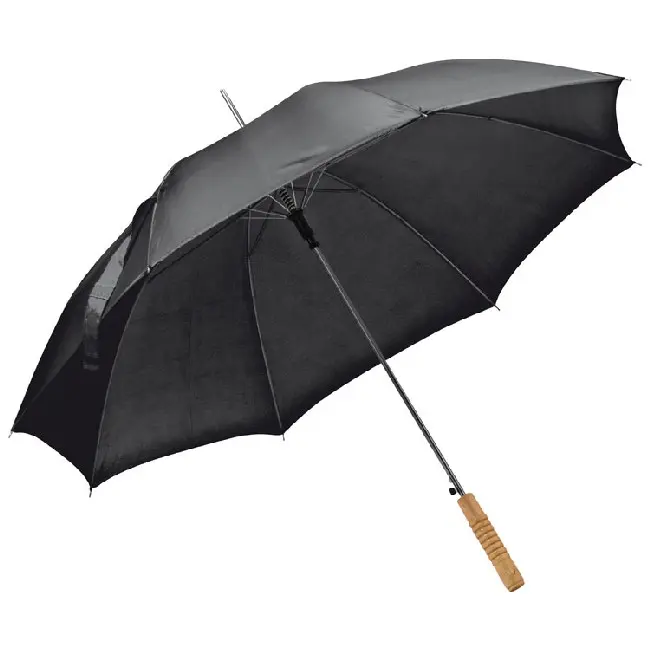 Зонтик трость с деревянной ручкой черный