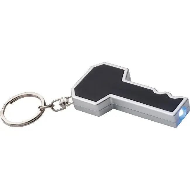Брелок ліхтарик пластиковий у вигляді ключa Черный Серебристый 4574-01