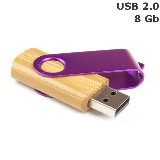 Флешка 'Twister' дерев'яна 8 Gb USB 2.0 Фиолетовый Древесный Коричневый 3673-141