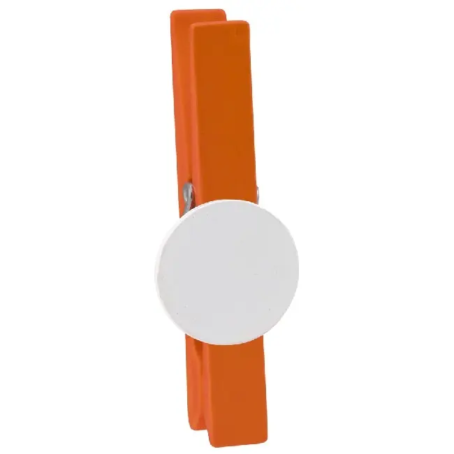 Прищепка пластиковая с кругом для логотипа Белый Оранжевый 6822-05
