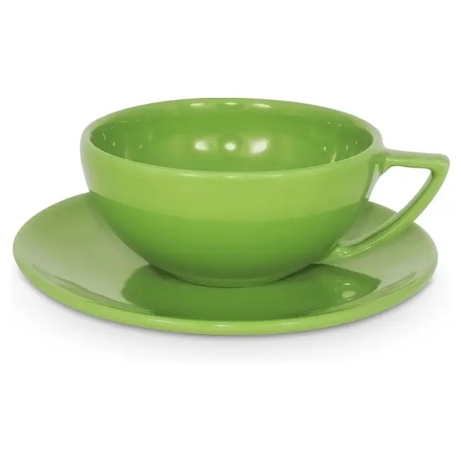 Чашка керамічна Rio S з блюдцем 280 мл Зеленый 1808-23