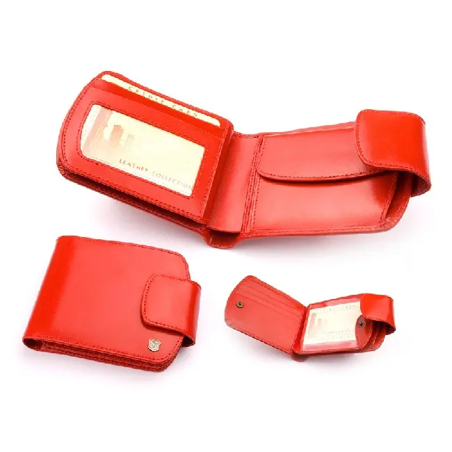 Бумажник женский кожанный с двумя отделениями Красный 4111-01