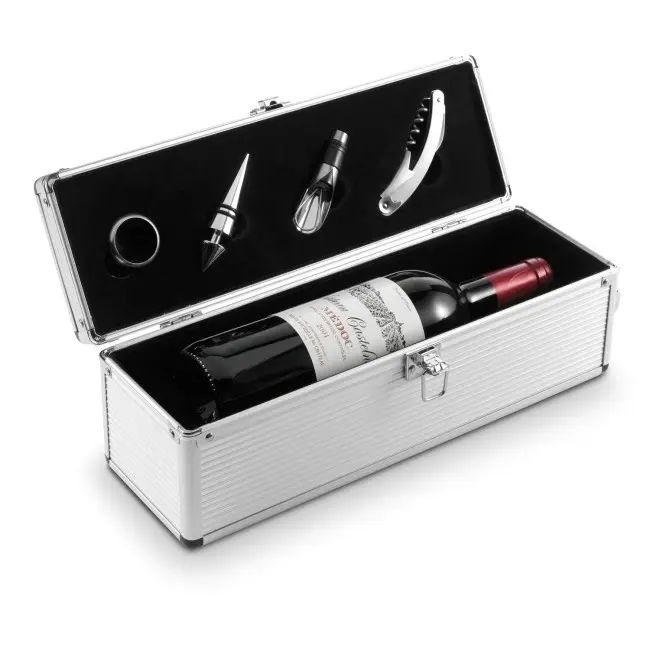 Набір для вина - ящик для 1 пляшки вина та аксесуари Серебристый 4300-01