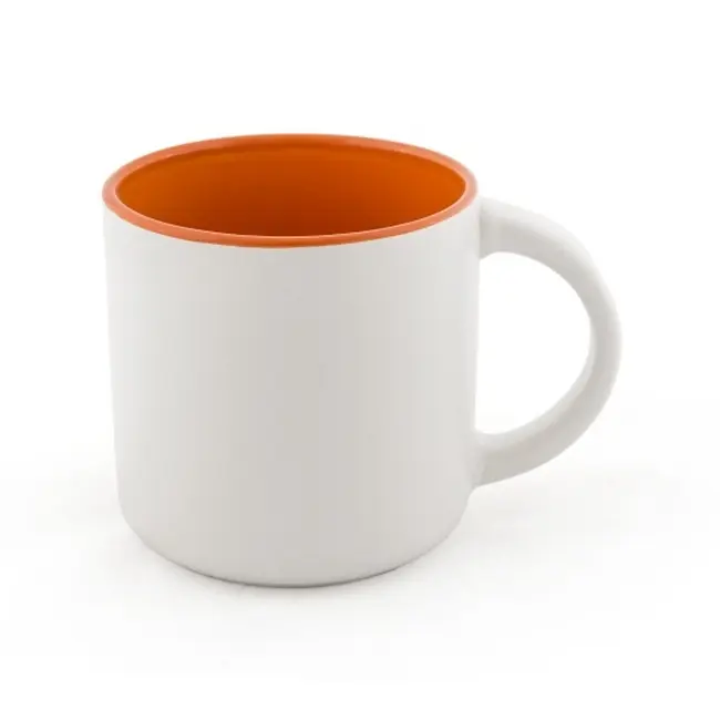 Чашка керамическая матовая 350 мл Белый Оранжевый 7012-03