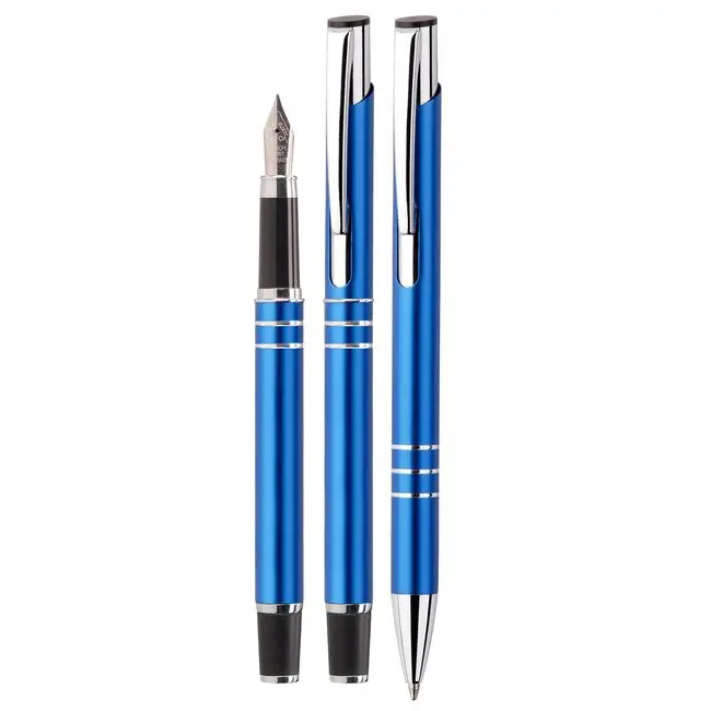 Набор шариковая и перьевая ручка металлические Серебристый Синий Черный 5674-05